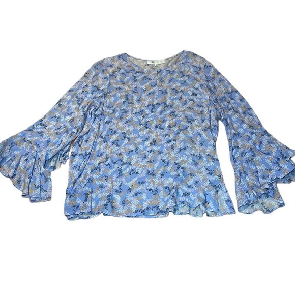 Fever Peasant Blouse, boho top, blue, Medium - Picture 1 of 9
